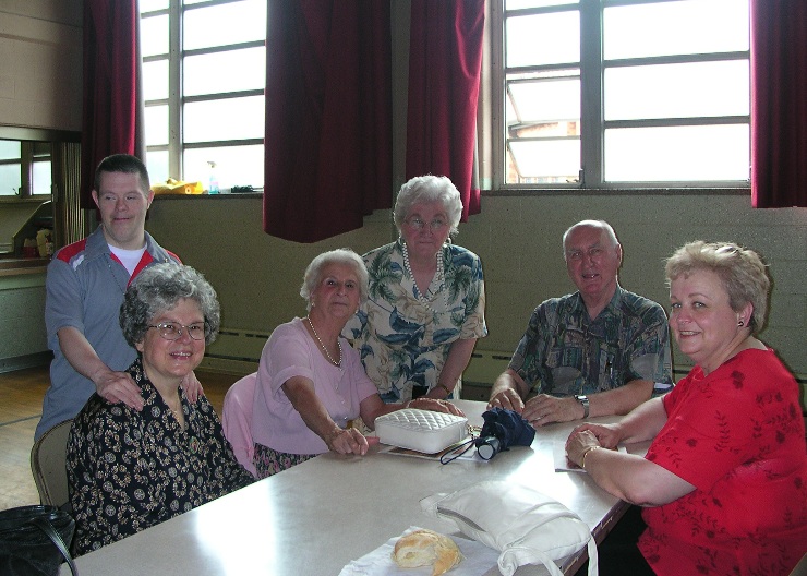 In the hall with friends on a typical Sunday....19 from Memories of Bob Hatsko